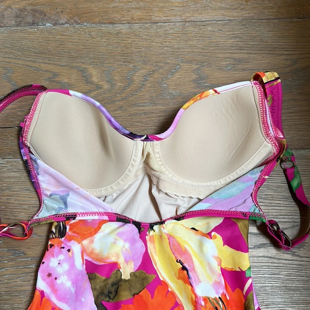 Diva by Rachel Pappo floral Tropical one piece swimsuit Hawaii Barbicore Pink - Picture 13 of 17